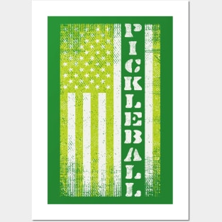 Vintage Pickleball American Flag Posters and Art